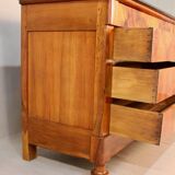 Restoration period commode with walnut burl, marble top.