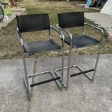 Mid-century tubular bar stools, set of 2