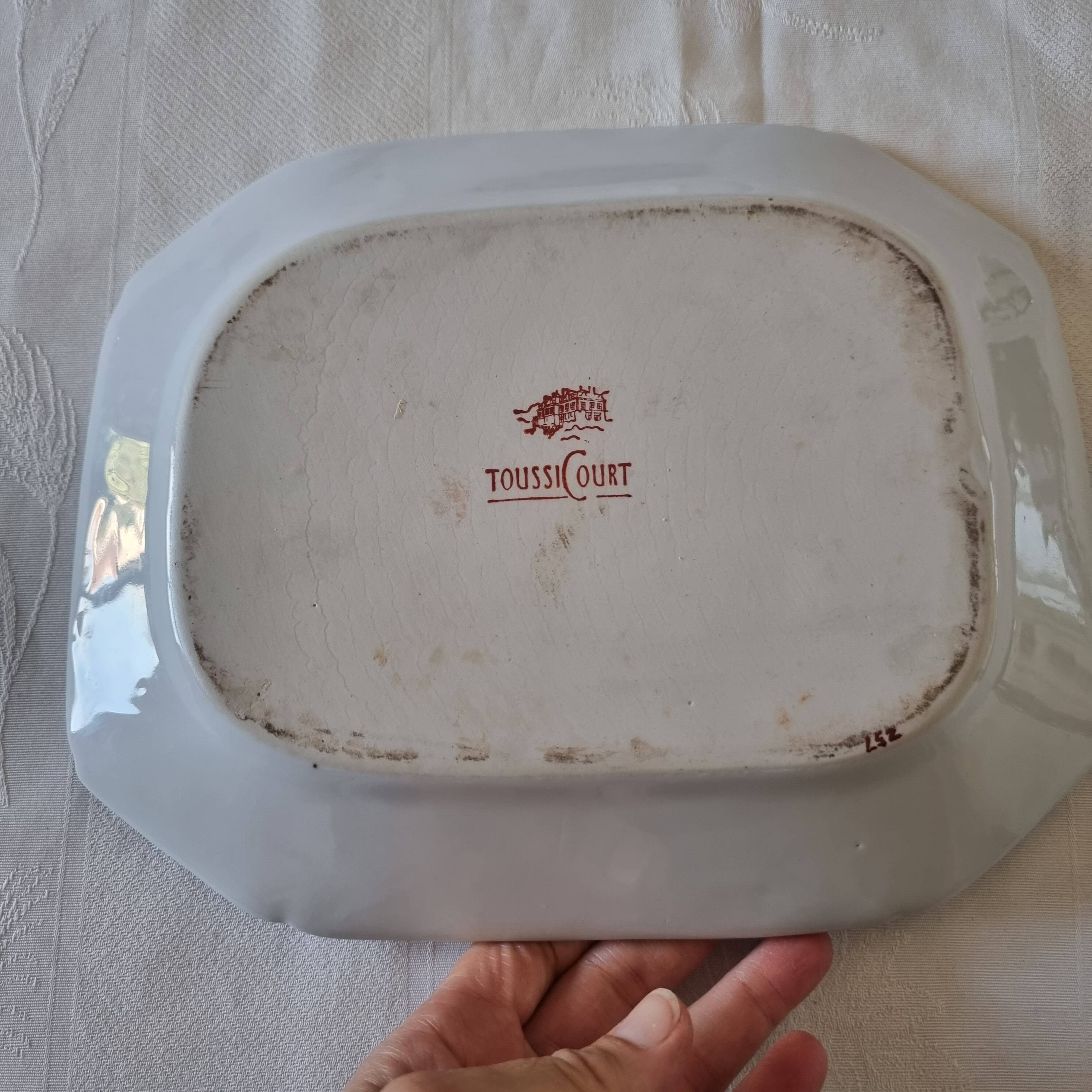 Hand-painted Toussi Court plate or tray and planter set