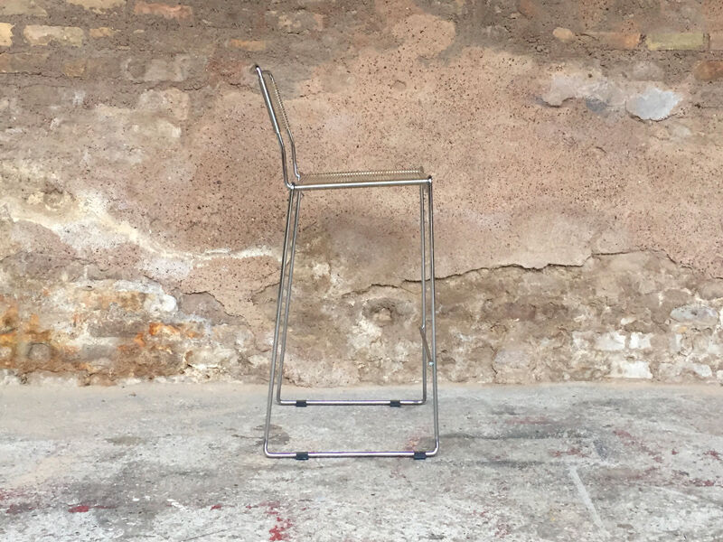 Bar stool high scoubidou vintage structure chrome