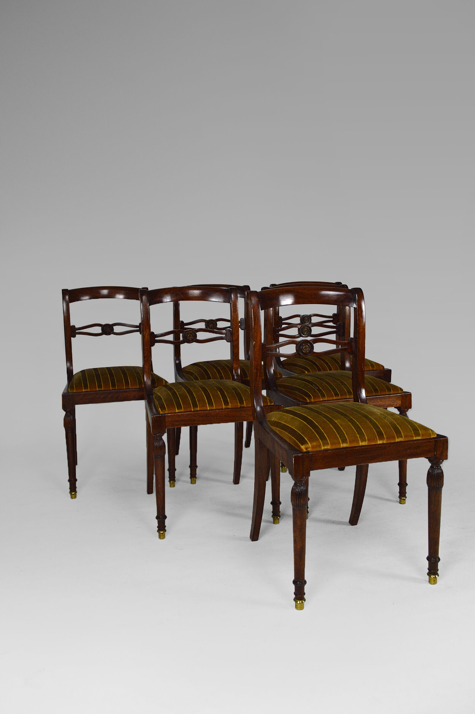 Set of 6 regency style chairs in mahogany, 19th