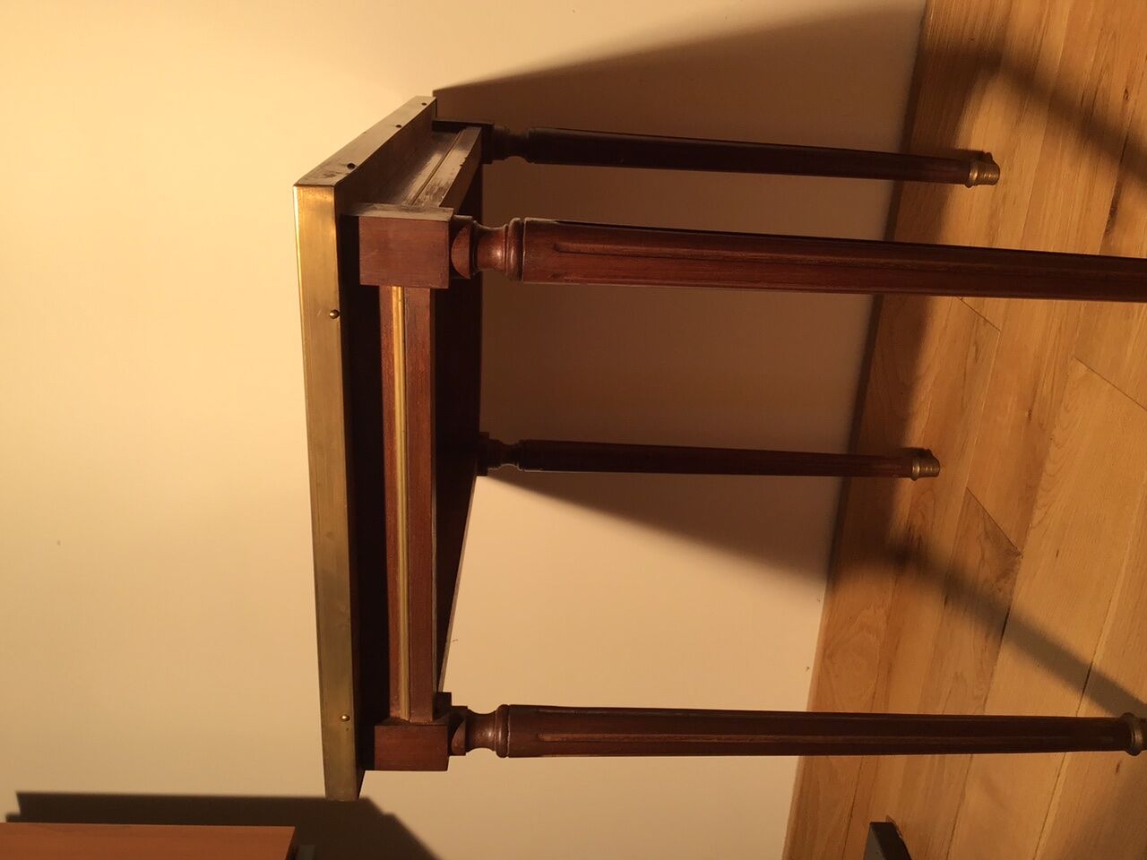 Louis XVI style side table in mahogany and white marble tray.