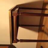 Louis XVI style side table in mahogany and white marble tray.