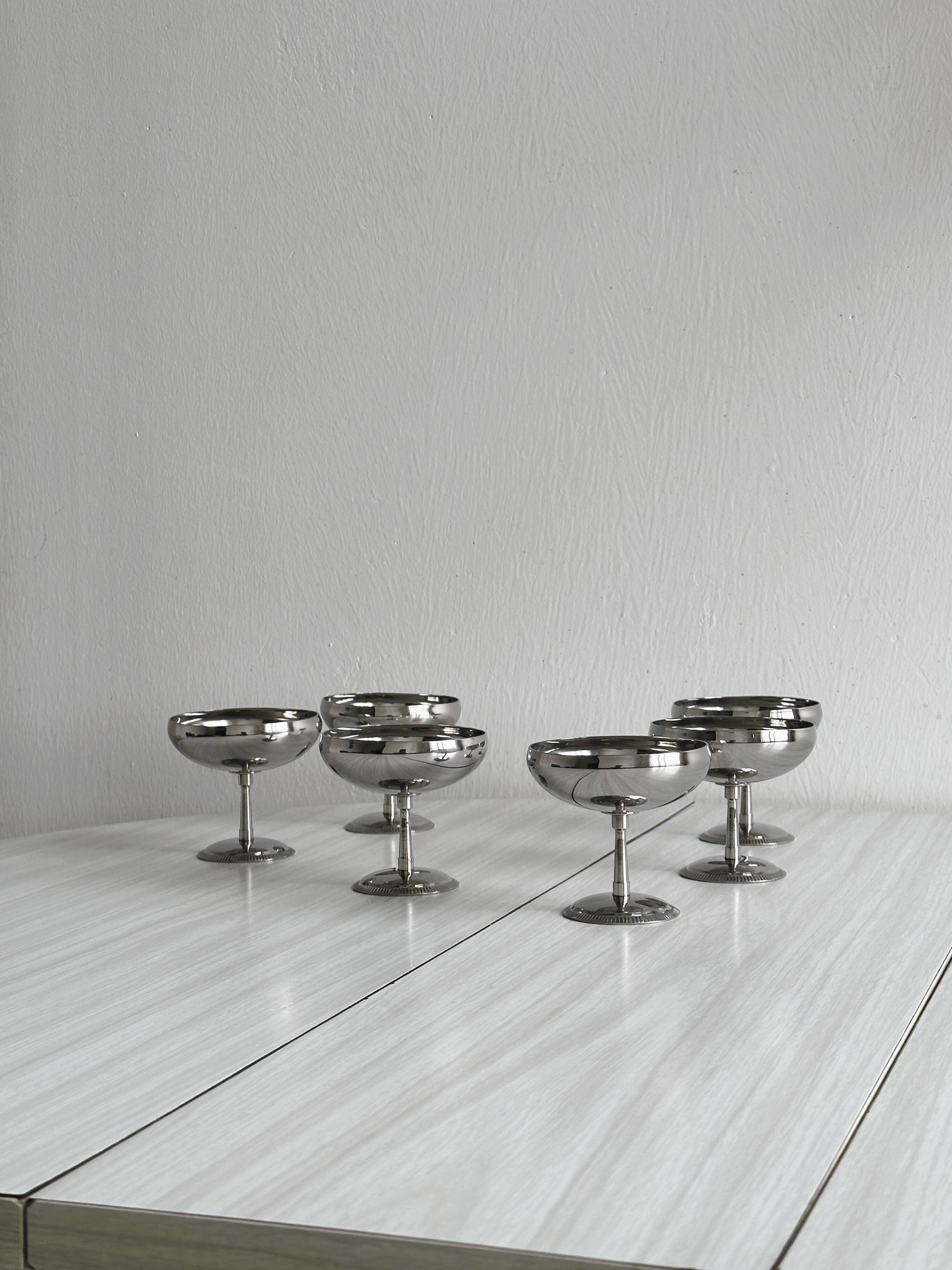6 stainless steel footed bowls, Letang Remy style