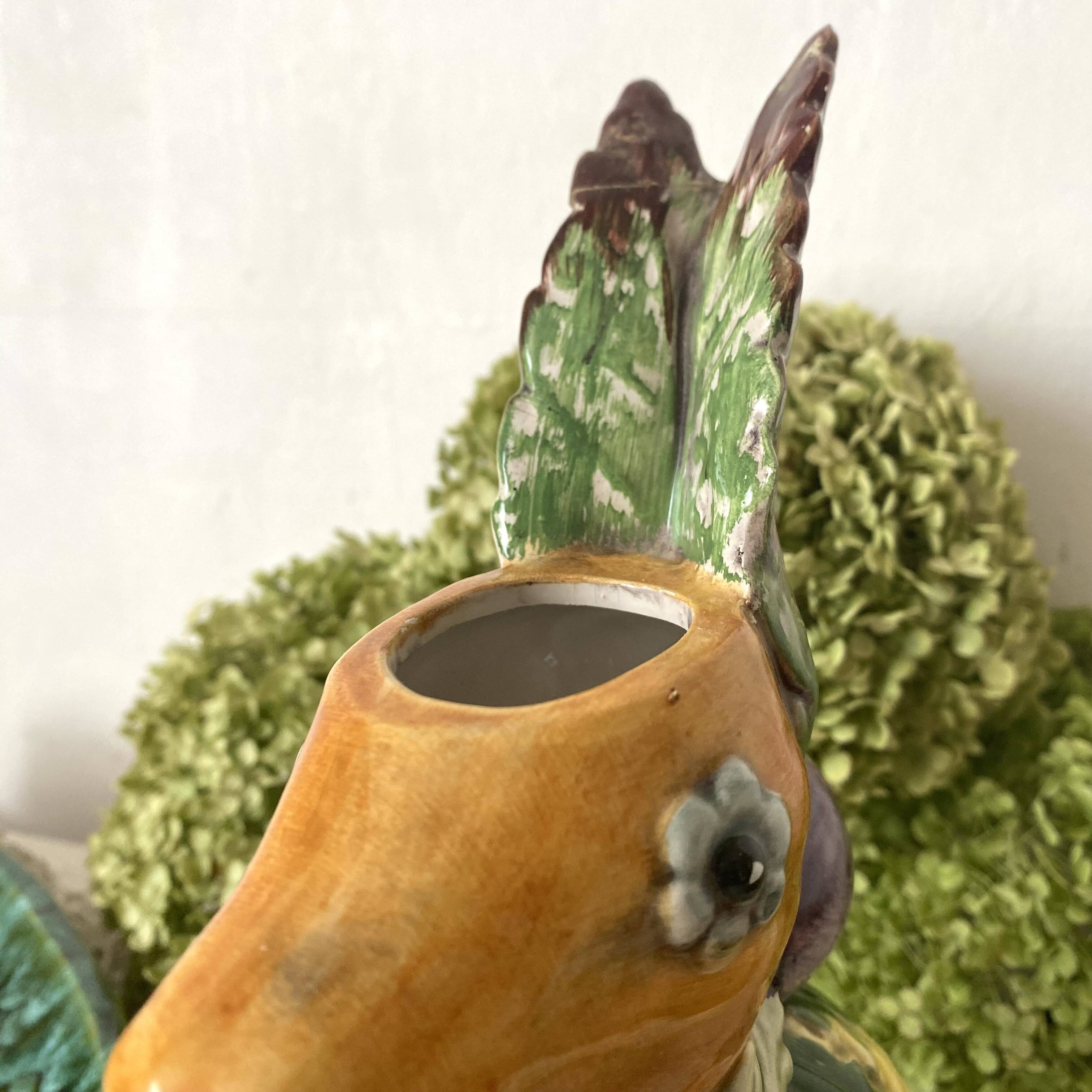 Italian barbotine pitcher Rabbit and fruits