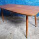 Table basse de salon bois scandinave pieds compas vintage