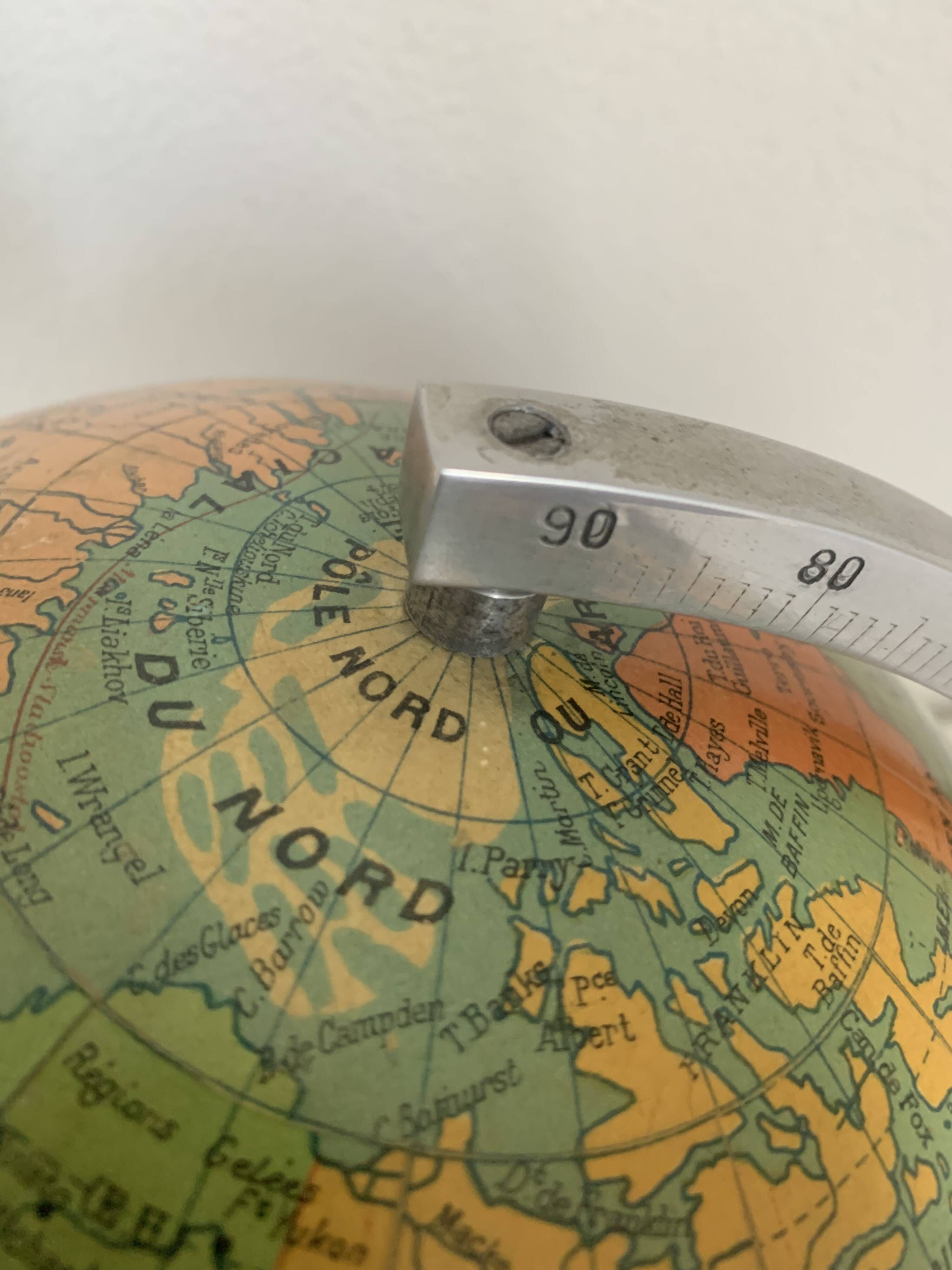 Globe terrestre J.Forest verre vintage 1950 mappemonde - 37 cm
