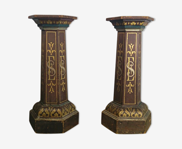 Paire de colonnes XIXème en bois