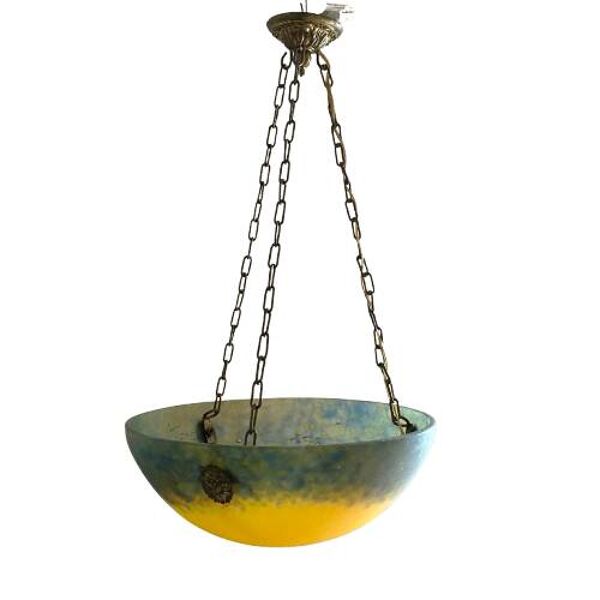 Suspension art nouveau pate verre Degué