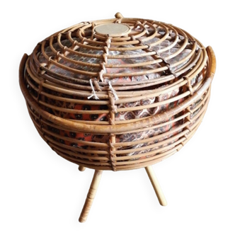 Sewing worker wicker rattan ball 1960