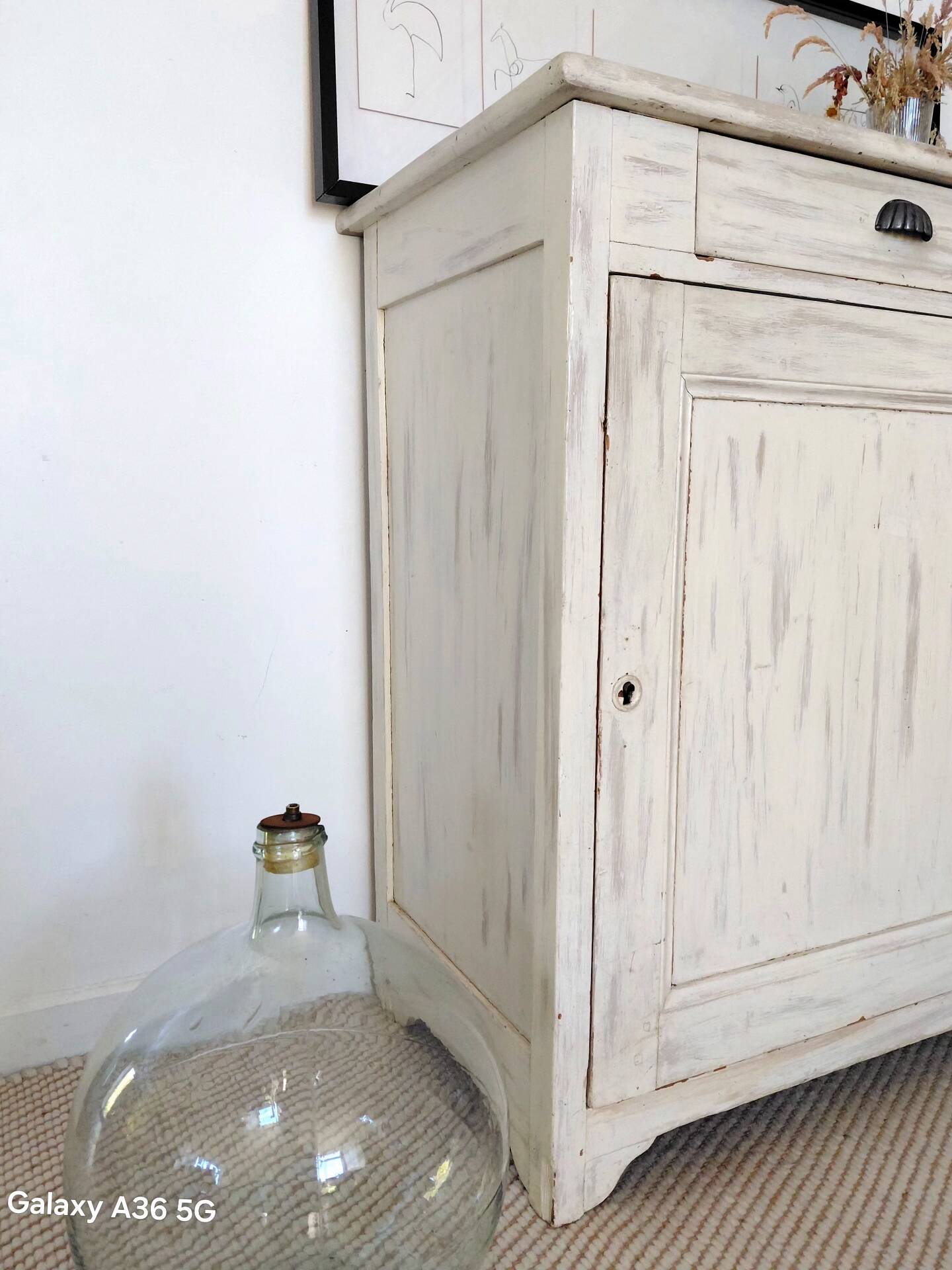 Large confiturier/Low bonnetière vintage artisan 1940 solid wood