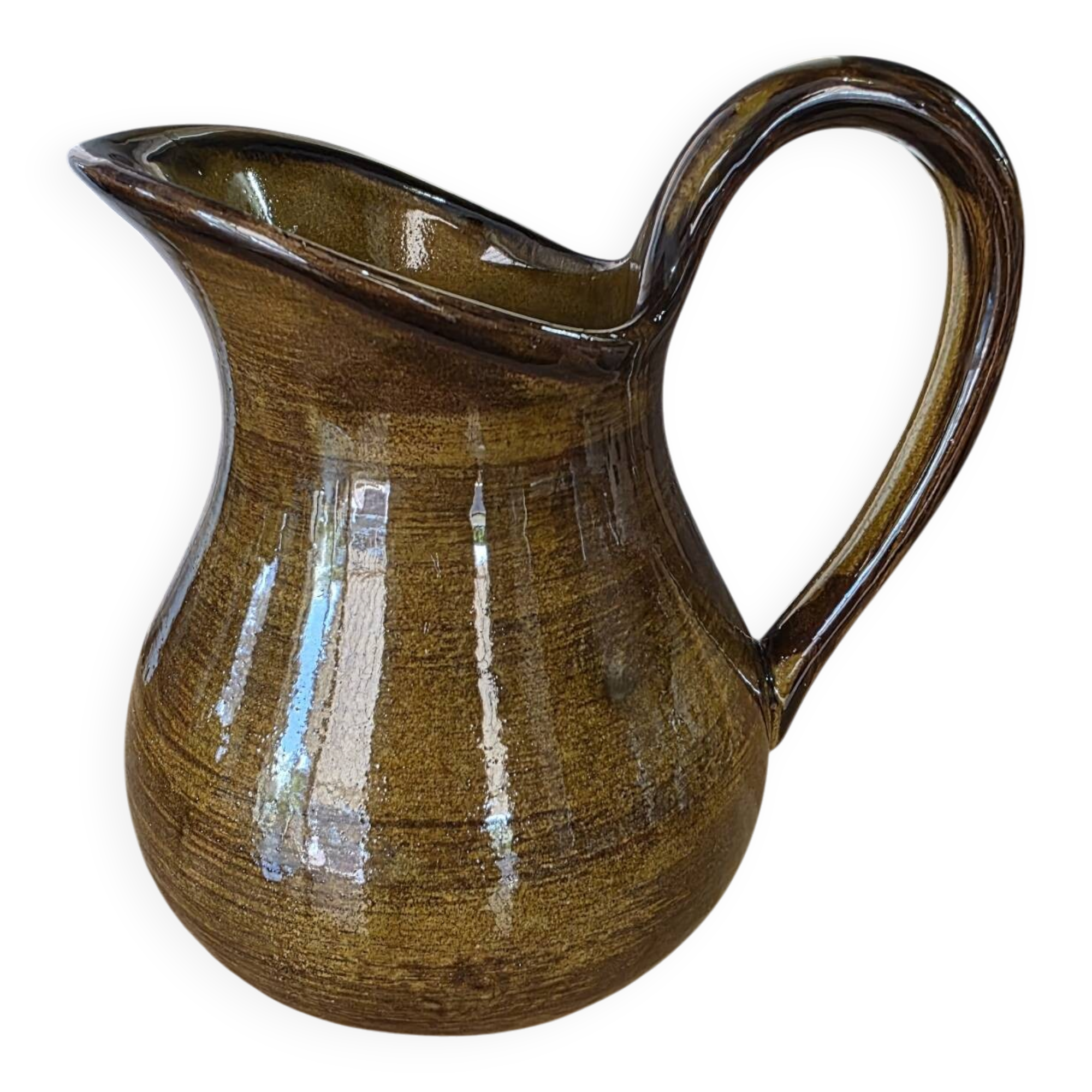 Jug / Pitcher in Saint-Clément earthenware with amber & honey glaze vintage
