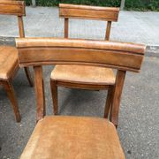 4 dining chairs from the 19th century in velvet and solid wood.