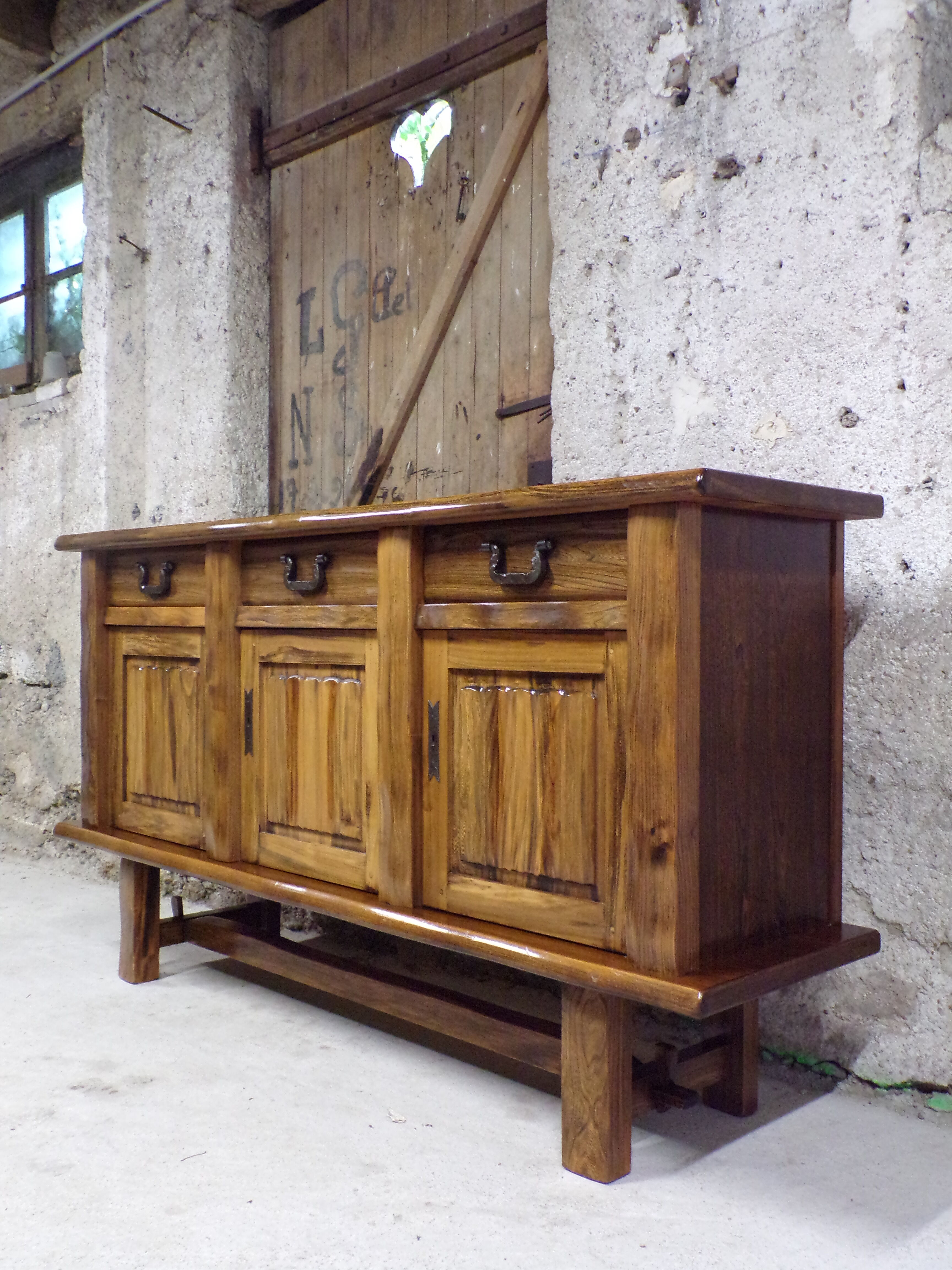 A brutalist elm buffet