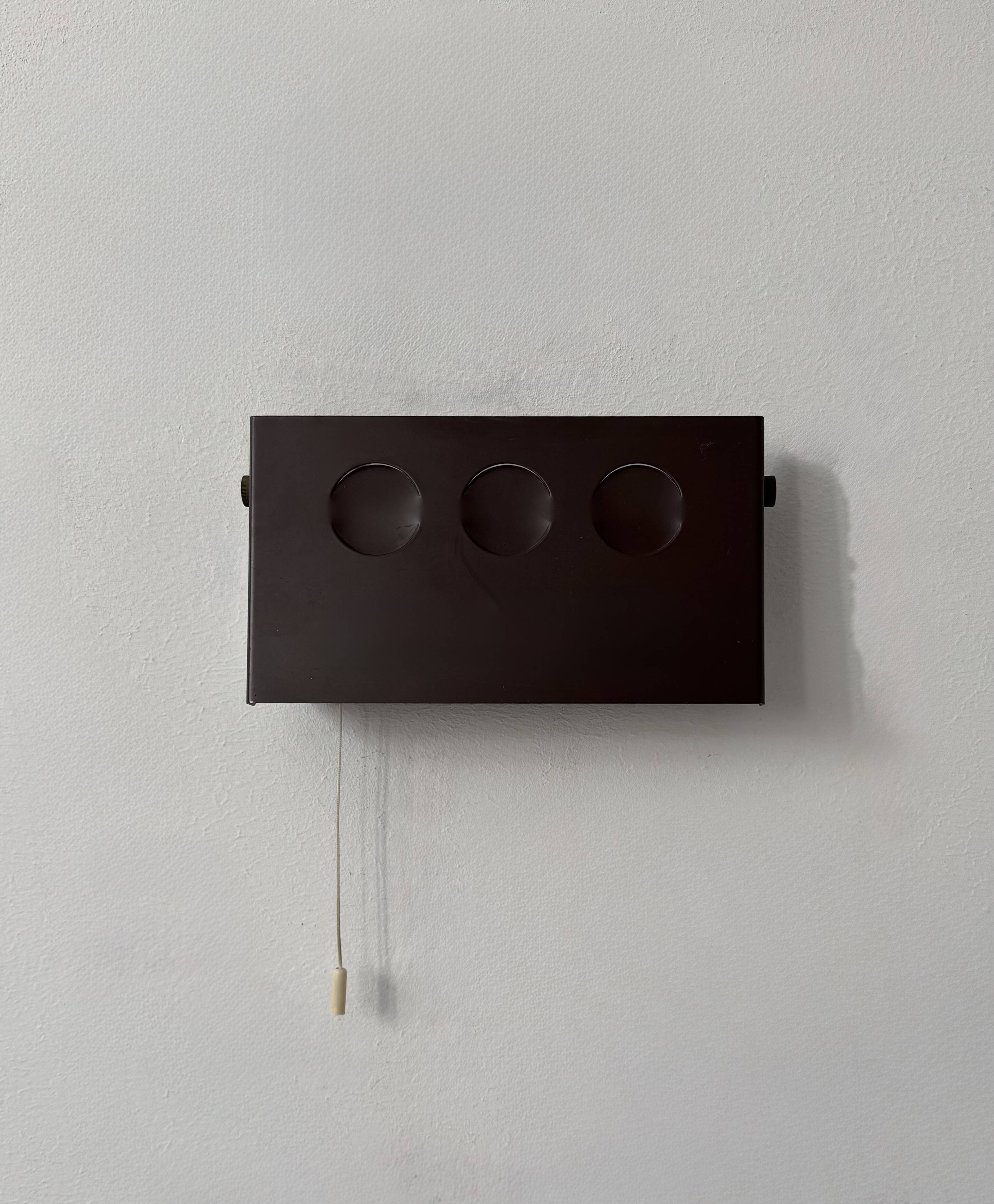 Vintage adjustable wall light, brown painted metal, Denmark, 1970