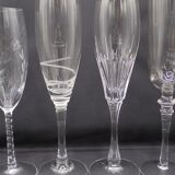 Set of 6 mismatched champagne flutes