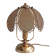 Brass table lamp with smoked glass panels, Belgium 1970