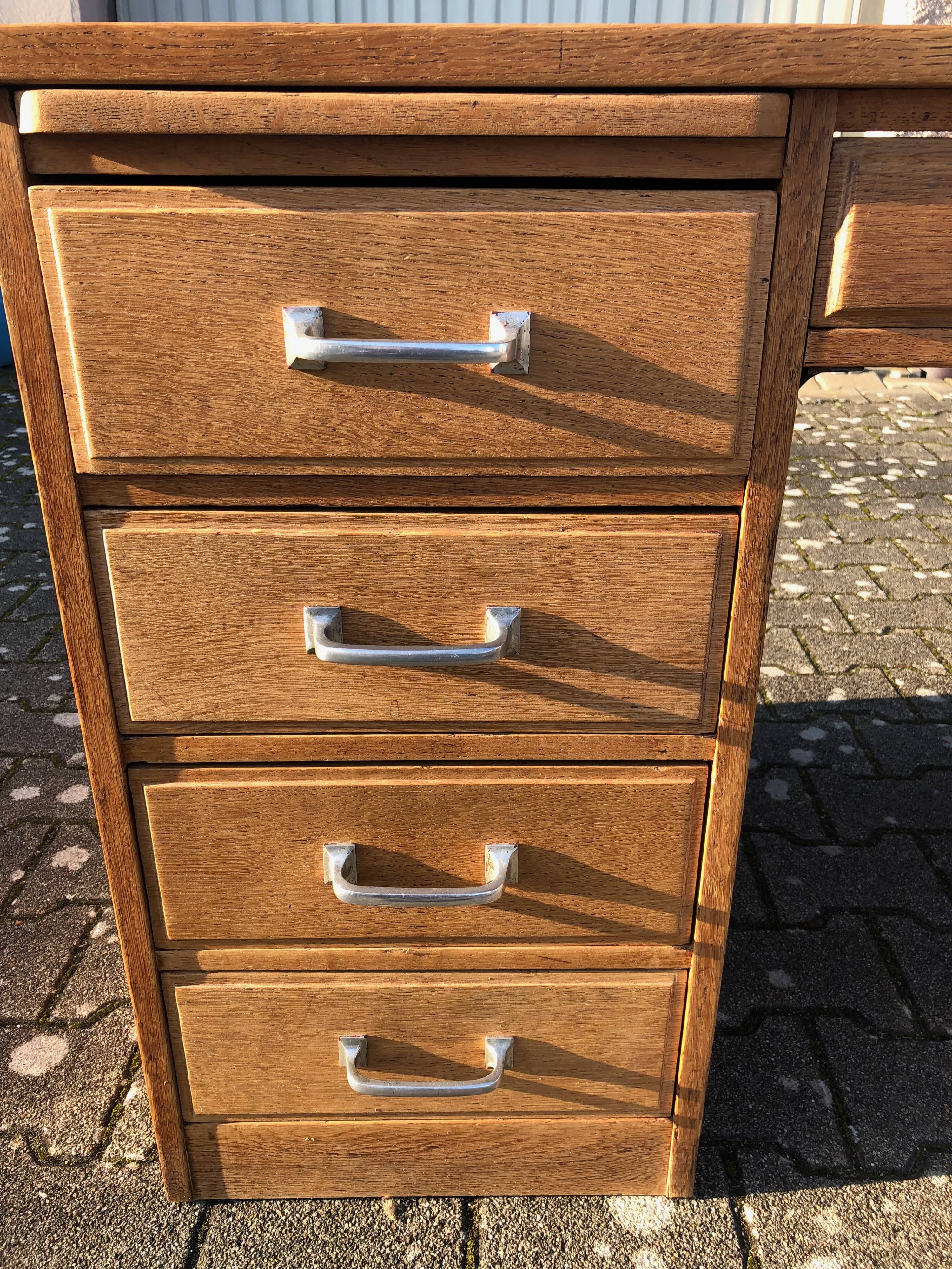 Solid oak office two caissons