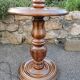 Turned wooden floor lamp with lampshade