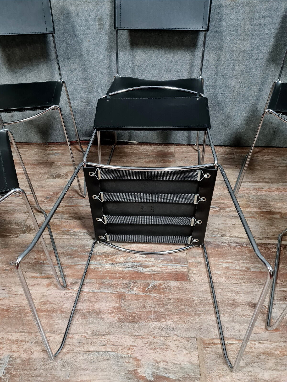 Series of 6 postmodern stackable chair chairs 1970