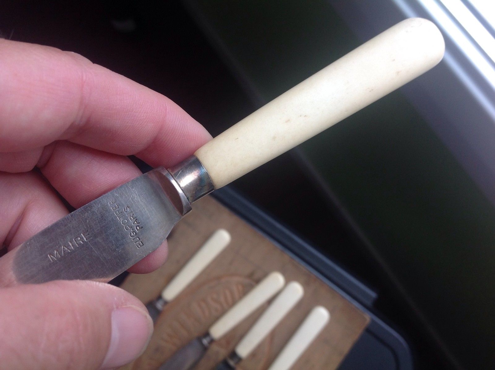 Eugene Potfer 5 knives a silver metal entremet 1930