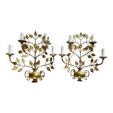 Paire d’appliques feuillage doré circa 1960