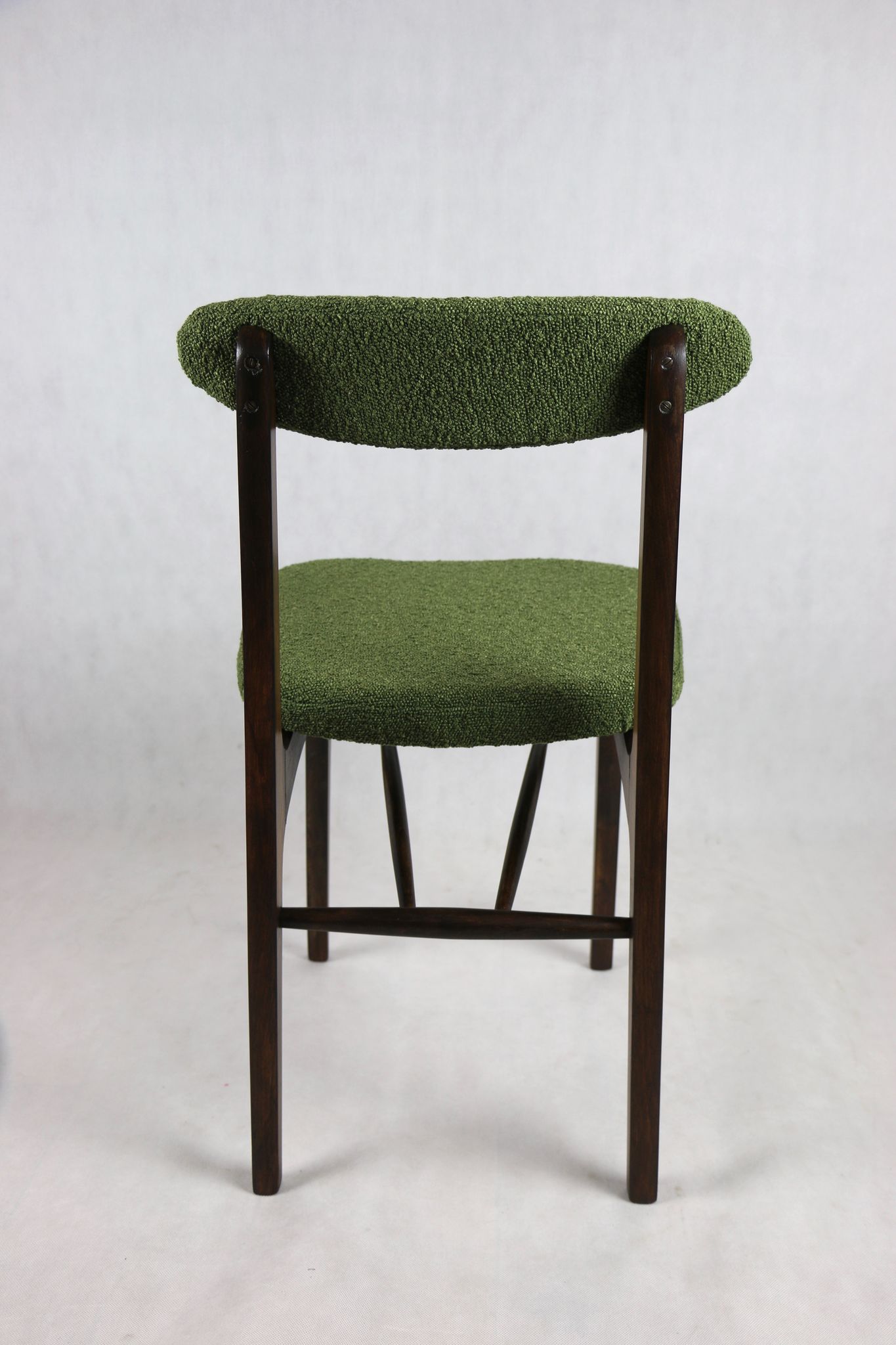 Green olive boucle dining chair from rajmund halas, 1970s,