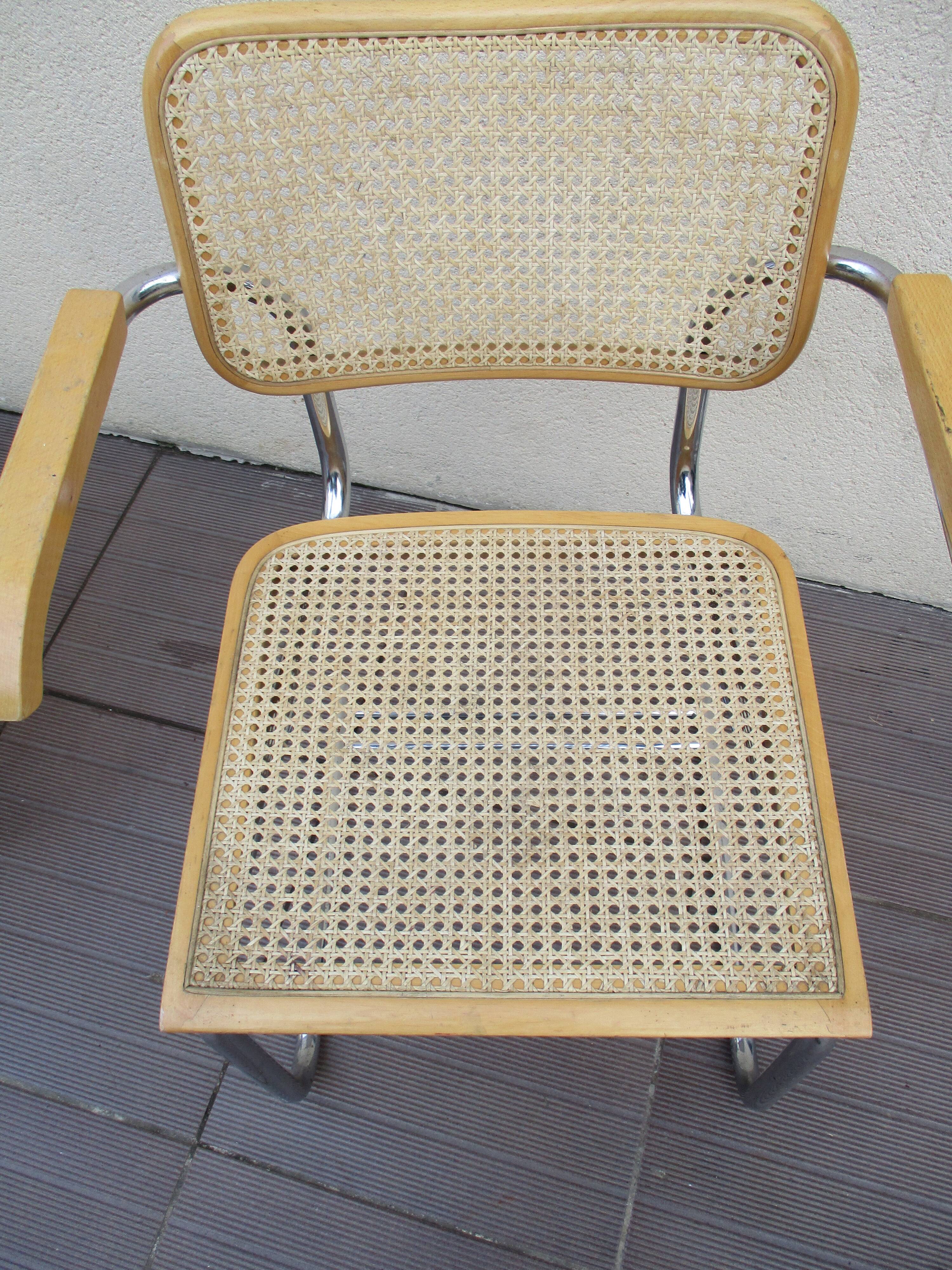 Fauteuil canné tubulaire chromé
