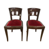 Pair of age Art Deco red velvet chairs