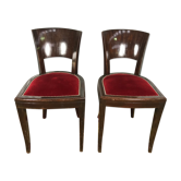 Paire de chaises époque Art Déco velours rouge