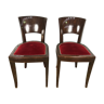 Paire de chaises époque Art Déco velours rouge