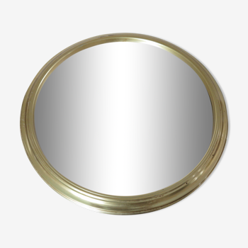 Plateau miroir rond en aluminium doré art deco