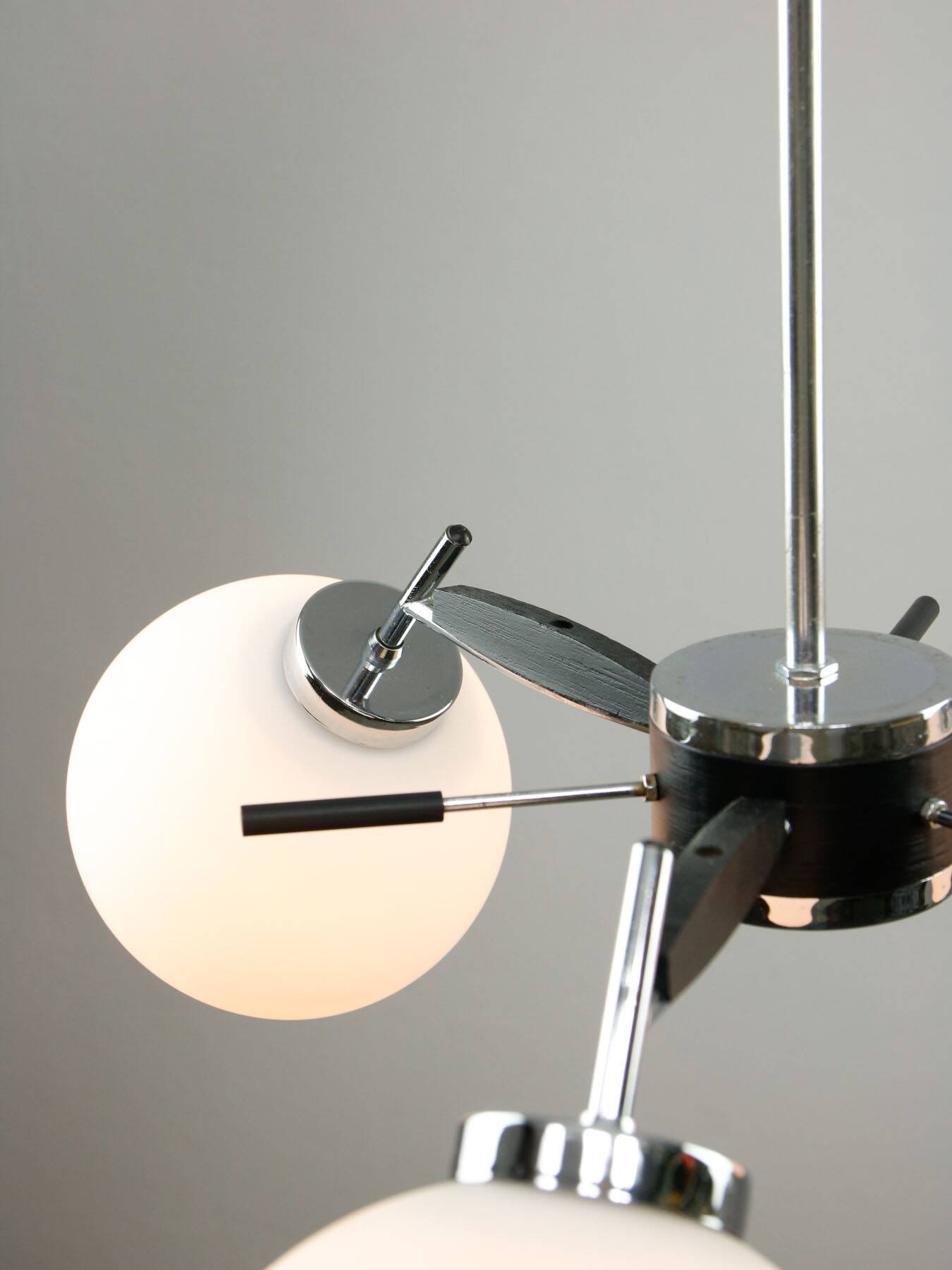 Space Age Italian Chrome and Opaline Chandelier, 1970s