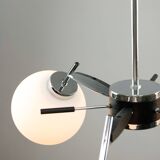 Space Age Italian Chrome and Opaline Chandelier, 1970s