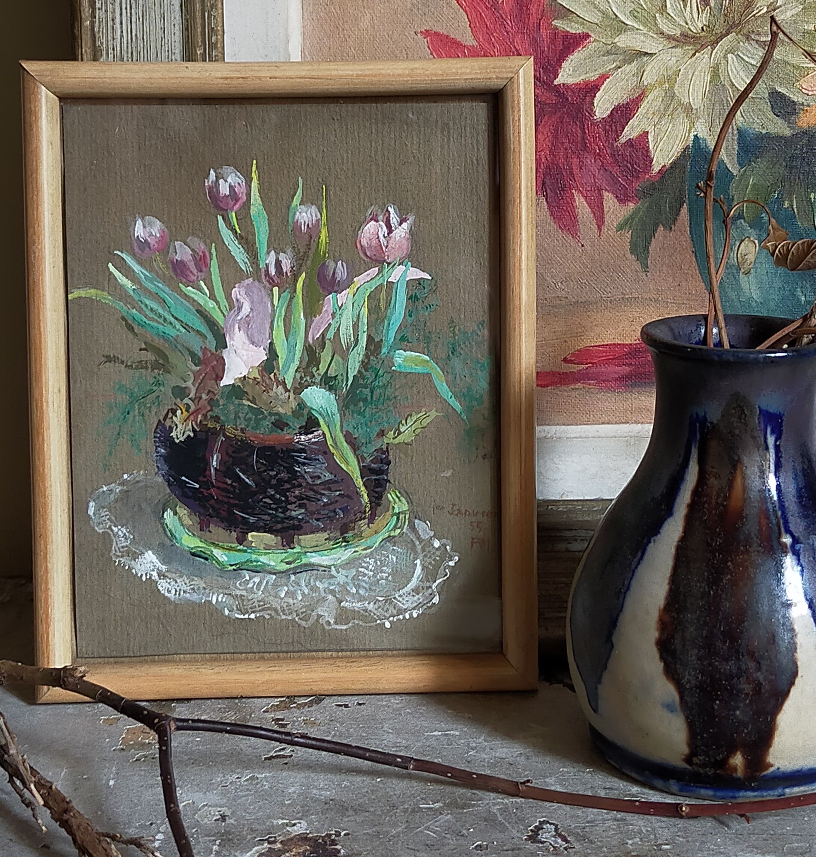 Tableau "la corbeille aux tulipes"