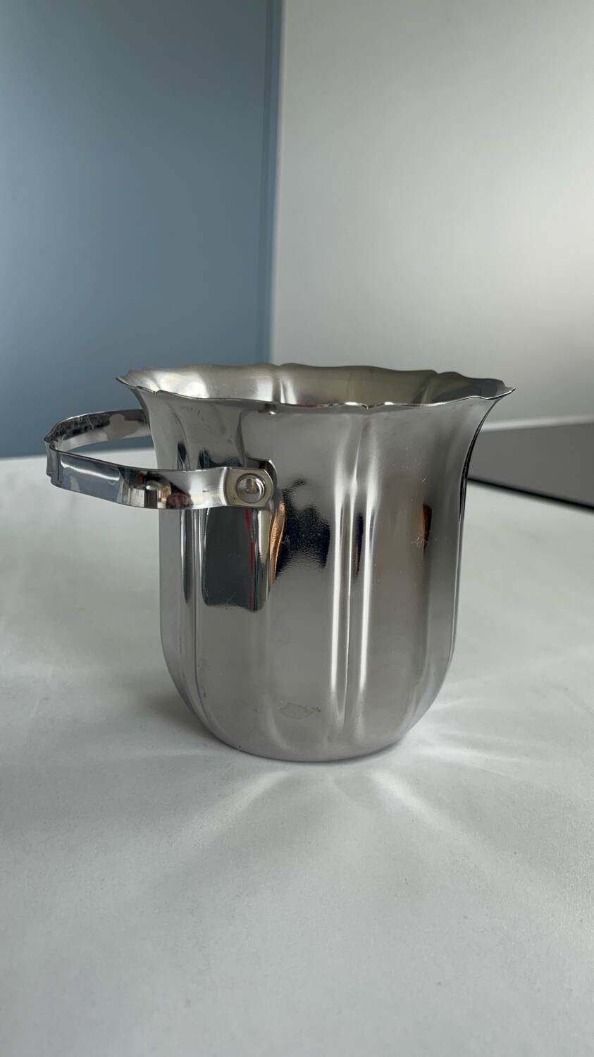 Vintage Guy Degrenne stainless steel ice bucket – tulip-shaped ice tray – ba