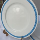 Set 12 plates checkered earthenware blue Lustucru diam25