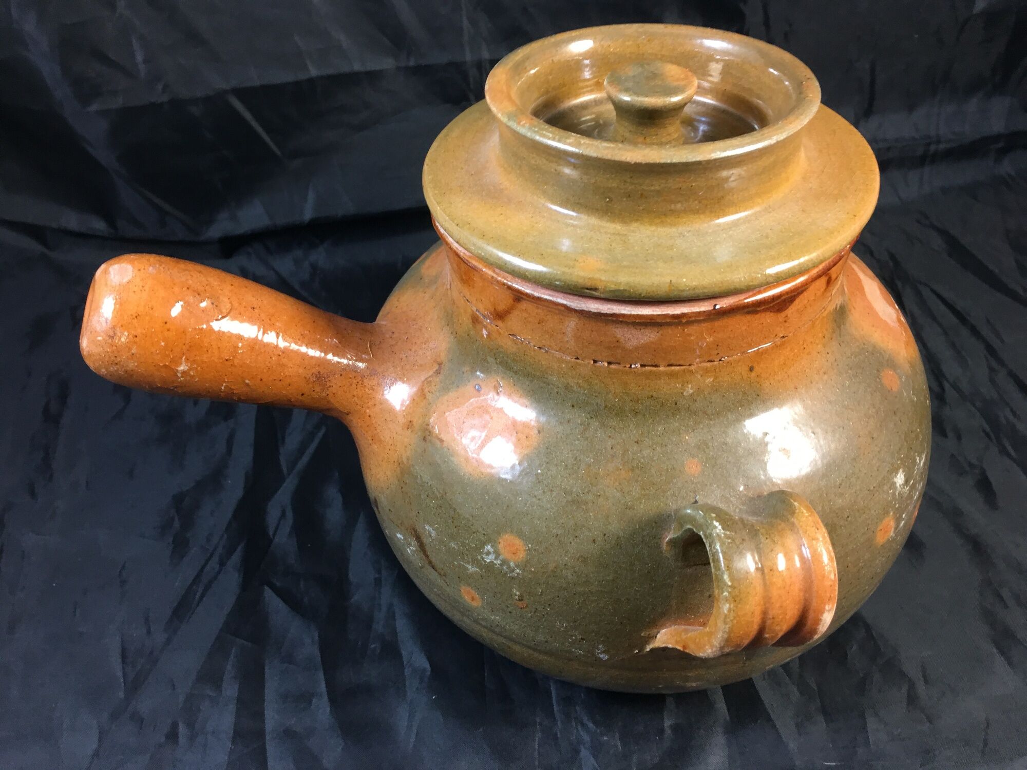 Old daubière Foucard Jourdan Vallauris glazed terracotta Provencal pottery