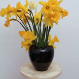 Black ceramic ball vase