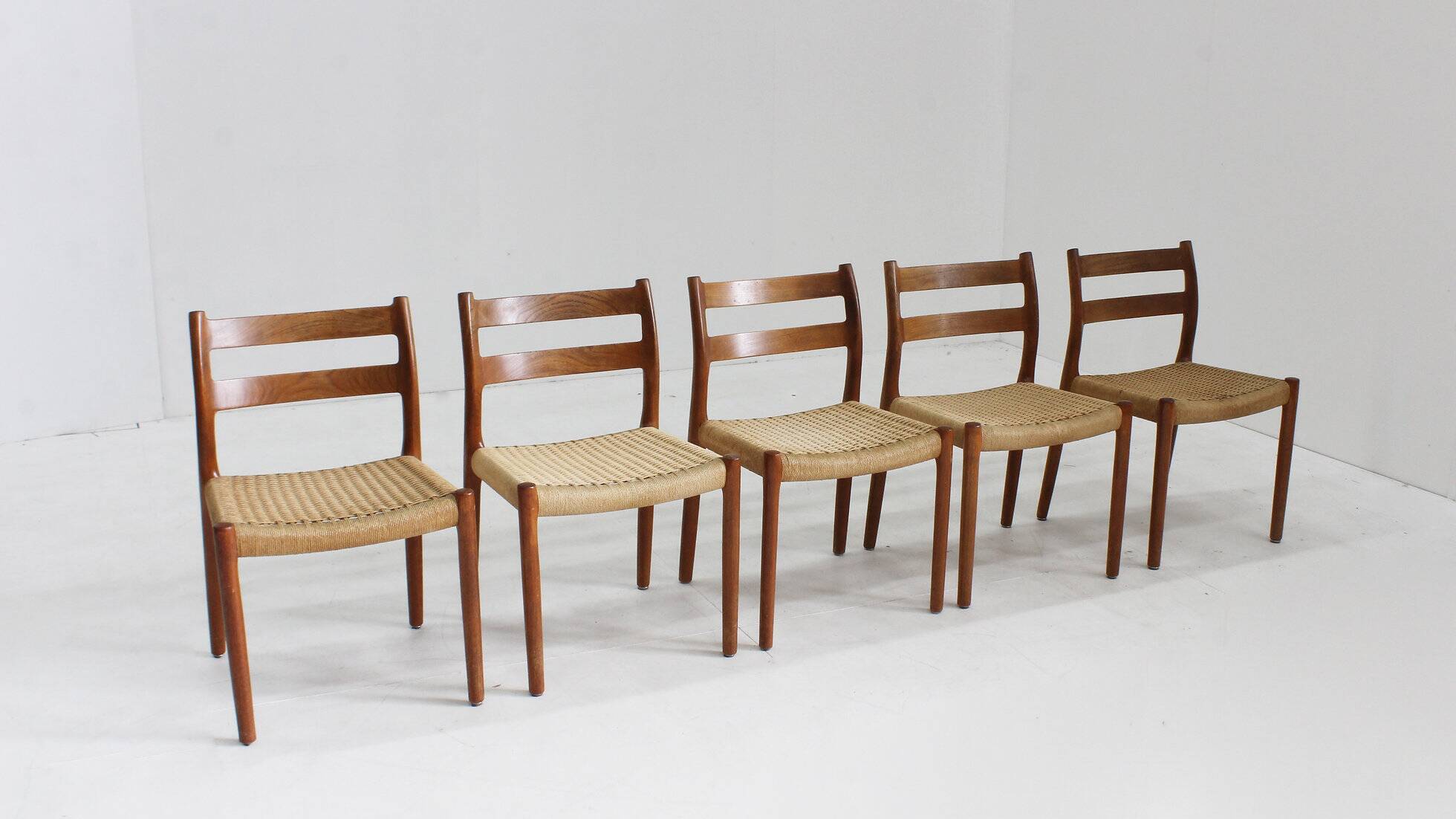 Vintage Danish dining room chairs by Niels Otto Moller model 84 set of 5