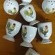 Vintage egg cups, salt and pepper shakers