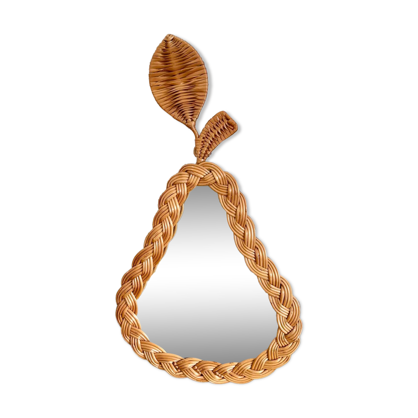 Miroir en osier tressé forme poire