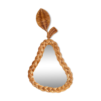 Miroir en osier tressé forme poire
