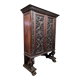 Renaissance cabinet in solid walnut entirely carved around 1850