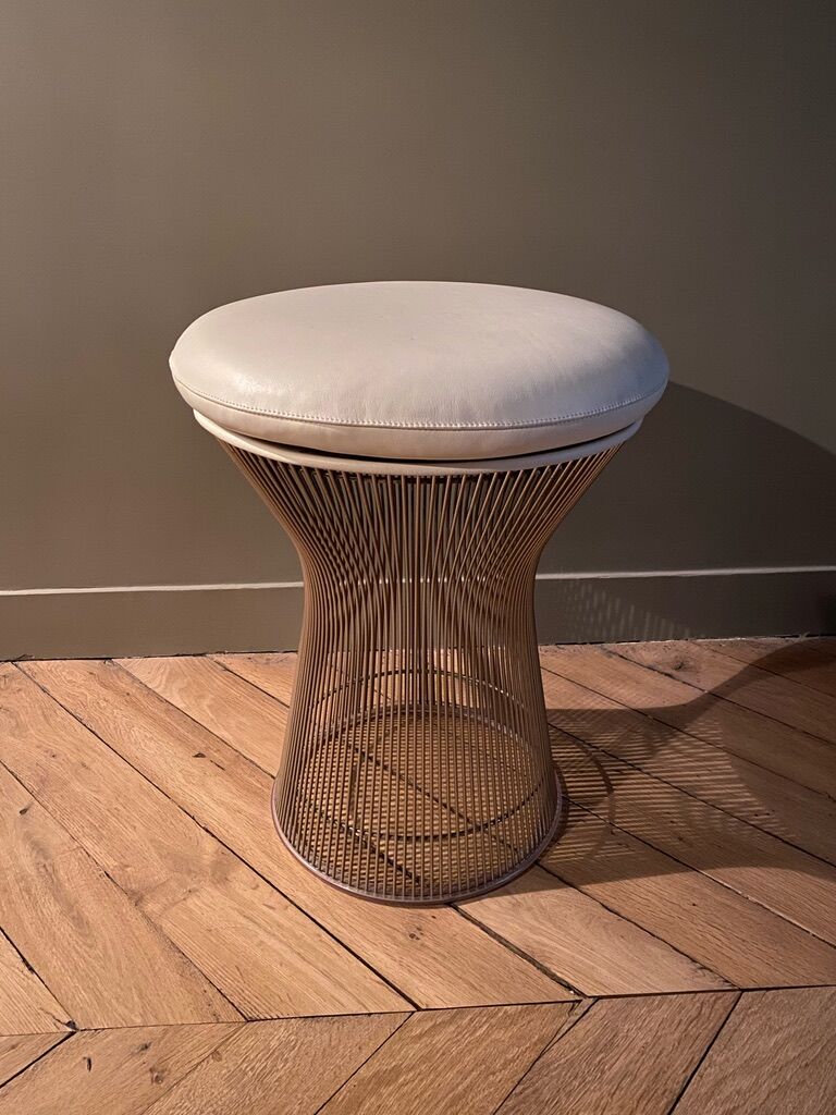 Warren Platner Stool for Knoll in White Leather