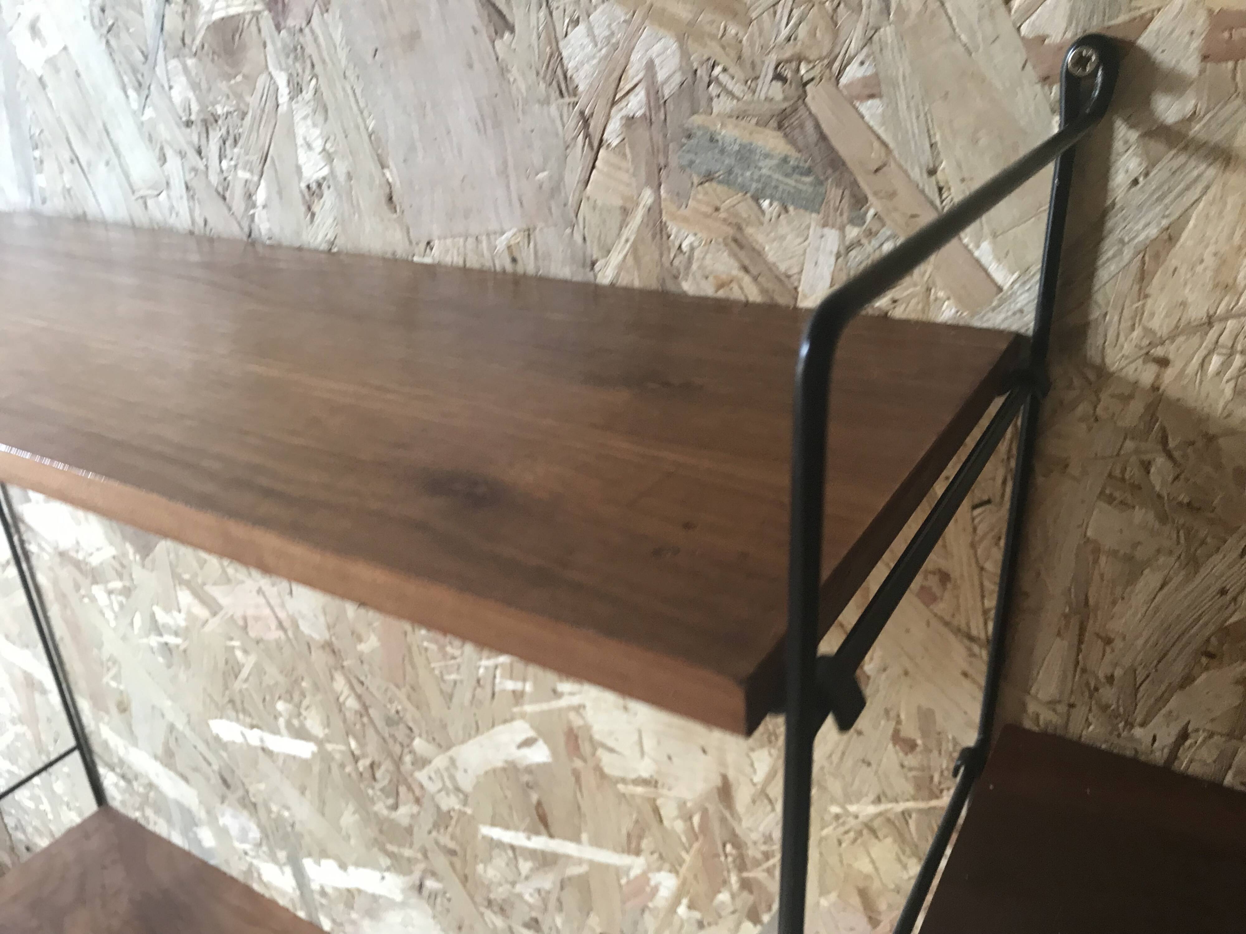 Vintage string wall shelf with 3 supports