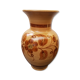 Beige ceramic vase with vintage brown flower decor