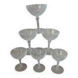 6 antique crystal champagne glasses