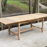 Extendable farmhouse table in raw oak, renovated