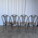 Set of 4 Vintage Gray Thonet Style Dining Chairs with Cane Seat